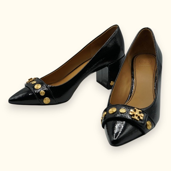 TORY BURCH Women's‎ Kira Patent Leather Logo Pumps Shoes Size 7.5M #57517